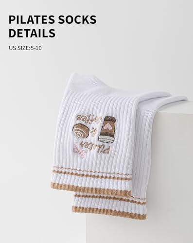 Image of Yawlsow Pilates Grip Socks for Women Yoga Grippy Socks Cute Barre Non Skid Athletic Crew Sticky Sock Workout Hospital