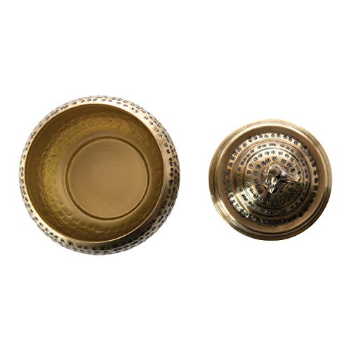 Creative Co-Op Hammered Metal Container With Rabbit Finial, Brass Finish Storage Box #TOP2