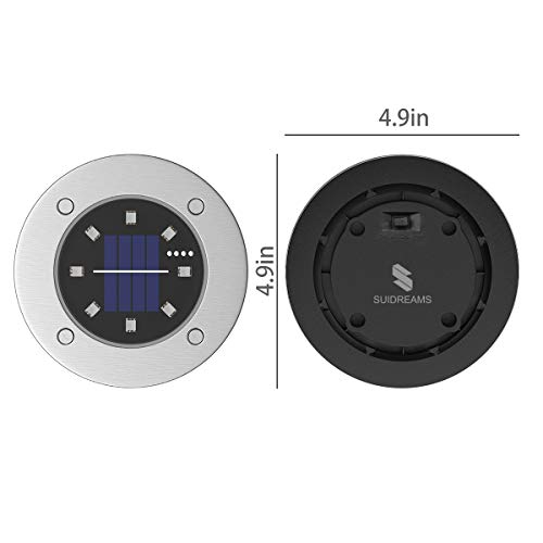 Solar Ground Lights Outdoor 4 Pack, 8 LED Colored Solar Disk Garden Lights Waterproof Inground Landscape Lighting for Yard Deck Lawn Patio Pathway Walkway Driveway with Multiple Changing Colors