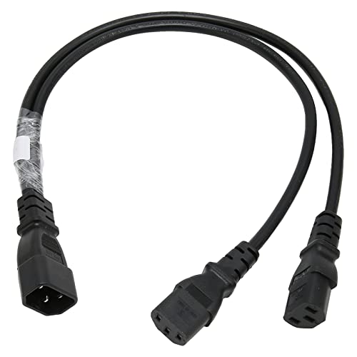 UPS Server Y Splitter Power Plug Cord, Single C14 Male to Dual C13 Nema 5 15R Female Splitter Adapter Cable Short Converter Cord for PC Monitor Printer