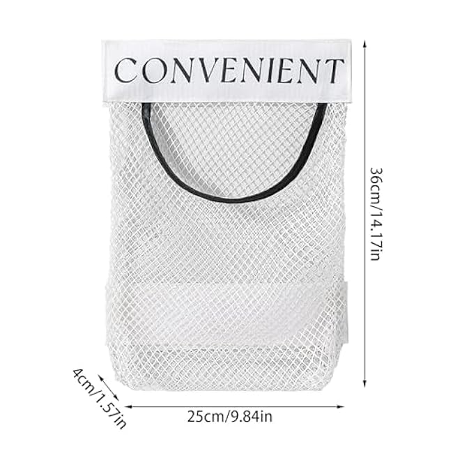 2 Pack Trash Bag Holder Dispenser Sticky Wall Mount Mesh Convenient Storage Organizer for Home Kitchen Grocery Plastic Shopping Garbage Bags Reusable Produce Tote Bag
