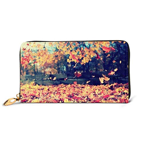Preisvergleich Produktbild JHGFG Mode Handtasche Reißverschluss Brieftasche Hintergrund Textur Gelbe Blätter Herbstblatt Telefon Kupplung Geldbörse Abendkupplung Blockieren Leder Brieftasche Multi Card Org
