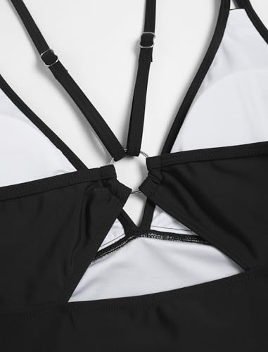 Image of ZAFUL Tankini Swimsuits for Women V Neck Dual Straps Cropped Bikini Swimsuit High Cut 2 Pieces Bathing Suit