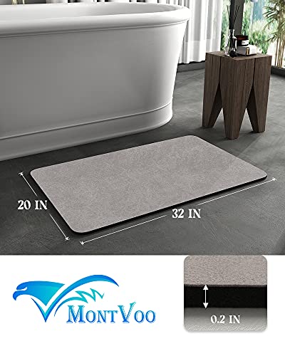 MontVoo -Bath Mat Rug-Rubber Backing Non Slip Quick Dry Absorbent Thin Bathroom Rugs Fit Under Door-Faux Suede Surface Bathroom Floor Mats-Shower Rug for in Front of Bathtub Shower Gray 20"x32"