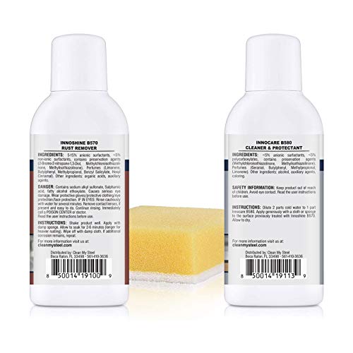 Clean My Steel Stainless Steel Rust Remover and Protectant Kits w/Gloves and Sponge