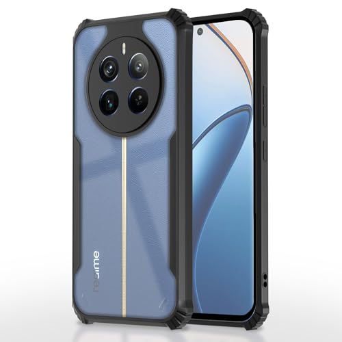Image of Pikkme Realme 12 Pro 5G / Realme 12 Pro Plus 5G Back Cover | Crystal Clear Transparent Back | Ultra Hyrbid | Full Camera Protection | Raised Edge | Bumper Back Case (Black)