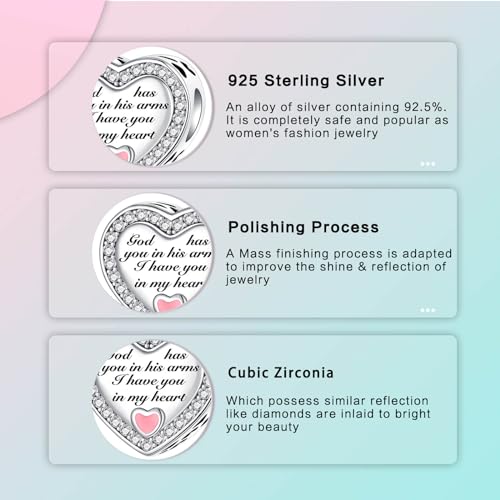 Image of LUXILLA Love You Best Friend Grandma Wife Heart Charm 925 Sterling Silver Charms Fit for Bracelets Necklace Jewelry Gift for Women