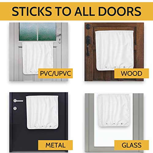 Image of Slimline Mail Slot Catcher for Door (20.4 inch W x 20 inch D), Letterbox Catcher for Glass, Wood & Metal Doors - Strong Adhesive, Indoor Post Catcher for Small Packages & Magazines (White)