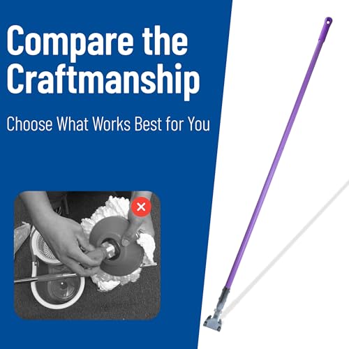 Image of SPARTA Jaw Clamp Dust Mop Handle, Floor Dust Mop Frame Handle, Gripper Holder with Clip-On Connector for Floor Cleaning, Janitorial Supplies, Commercial Use, 60 Inches, Purple