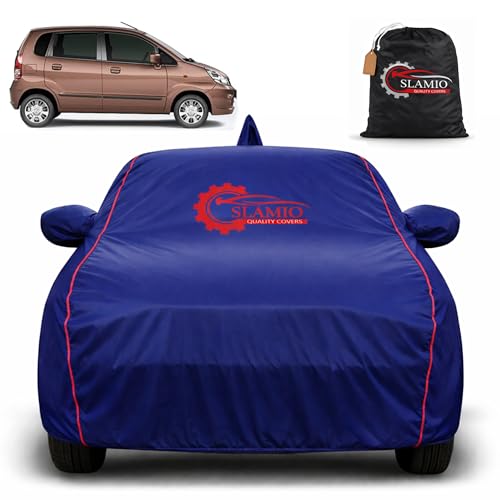 Image of Car Cover for Maruti Suzuki Zen Estilo | 100% Waterproof Heavy-Duty 3-Layer Car Body Cover | All-Weather Rain, UV, Sun & Dust Protection | Custom Fit | Mirror & Antenna Pockets | Navy Blue