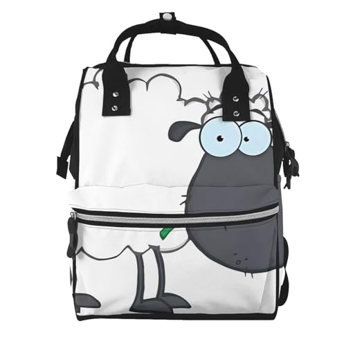 Sac à langer grande capacité noir avec motif mouton mignon