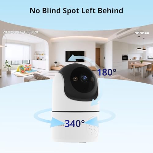 SONOFF Indoor Cam PT2, Caméra de Sécurité WiFi Panoramique/Inclinable 1080P, Vue à 360°, Suivi Mouvement, Audio Bidirectionnel, Mode Confidentialité, Stockage Cloud/SD, Compatible Alexa & Google Home – Image 5
