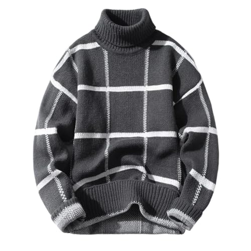 Men's Classic Winter Plaid Warm Sweater Slim Fit Wool Pullover