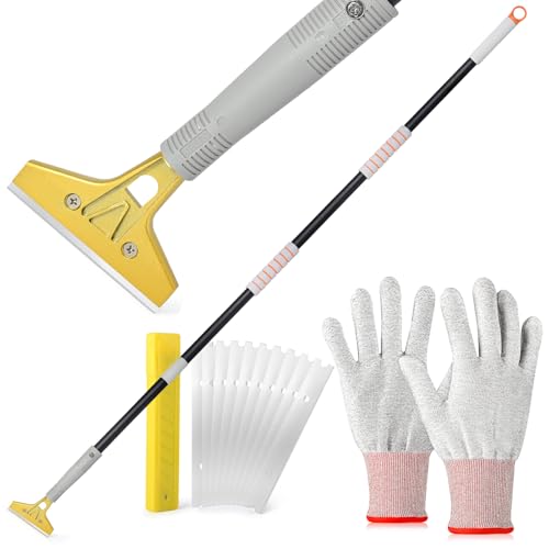 FOSHIO 152cm Grattoir à manche long, Industry Grattoir avec 20 Lames, 4 pouces Grattoir Peinture, Grattoir Plancha ​pour Papier Peint, Grattoirs pour Vitre,...