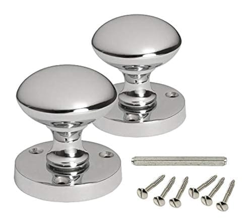 HANDLESTORE Designer Round Mortice Door Knob - Polished Chrome Sprung Door Knobs Set for Internal Wooden Doors (1 Pair)