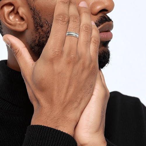 IceCarats Titanium 6mm Ridged Edge Plain Classic Wedding Band Ring4