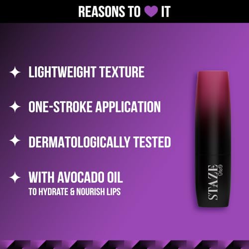 Staze 9to9 3 in 1 Lipstick | 3 Unique Shades in 1 | 12 HRS Long Lasting, Transferproof | Non-drying Formula with Intense Color Payoff | 04 Nude Orchid | 3.8 g