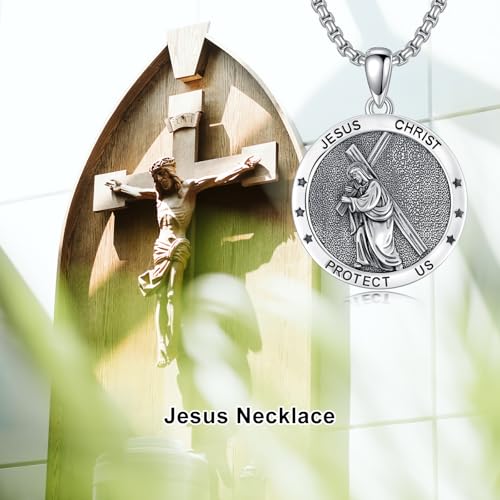 ROMANTICWORK médaille sacrée collier pendentif argent 925 symbole de protection - 5
