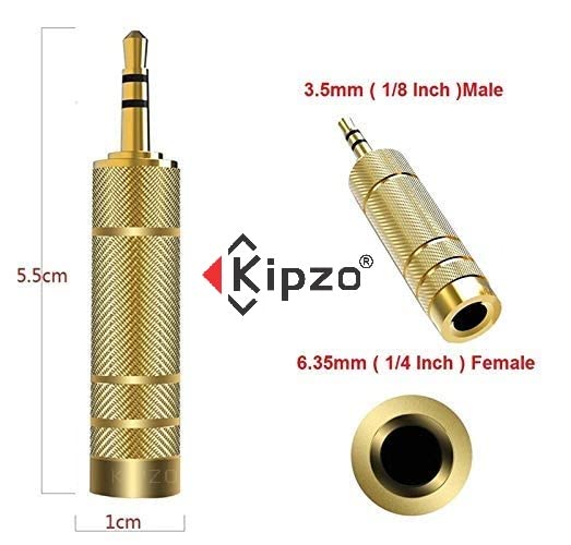Image of 3.5mm stereo male to 6.35mm female audio adapter converter gold plug headphone jack music device connector sound interface aux port pack one