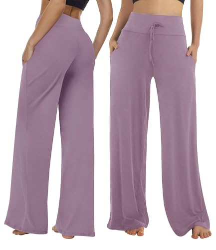 Image of ZOOSIXX Soft Black Pajama Pants for Women, Wide Leg Pants Woman Flowy Comfy Casual Lounge Yoga Capri Pants 22 inch / 30 inch