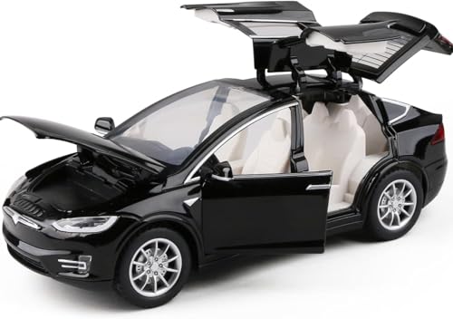 Image of Tesla X90 Model Toy Car with Box, Zinc Alloy Pull Back Toy car with Sound and Light for Kids Boy Girl Gift [Colors as Per Stock]