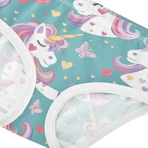 Wusikd Cute Unicorn Face Girls' Underwear Cotton Butterflies Girls Briefs Soft Toddler Underwear 2T4