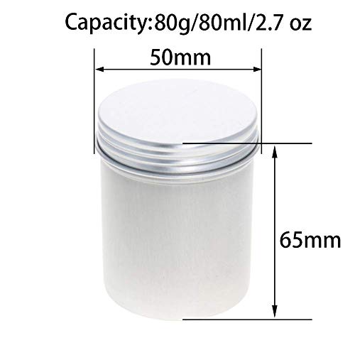 Image of Othmro 12pcs 2.7oz Metal Round Tins Aluminum Tin Cans Containers with Screw Lid, 65 * 50mm(DxH) Silver tin cans for Salve, Spices, Lip Balm, Tea or Candies 80ml
