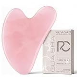 Rena Chris Rosenquarz Gua Sha Stein, Guasha Stein für Kieferlinien-Straffung und Reduzierung von Gesichtsschwellungen, Hautpflege-Geschenk – Rosa