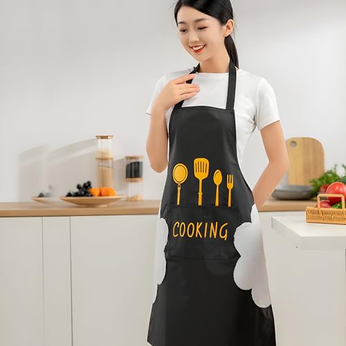 Image of Kraptick Kitchen Apron - Comfortable Cooking Waterproof Apron for Men and Women With Pocket and Side Coral Velvet for Wiping