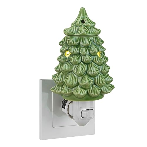STARMOON Pluggable Fragrance Warmer Wax Melter for Christmas Decoration Home/Dorm/Office No Flame No Smoke No Soot Packaged Together with Two Bulbs - Lovely Christmas Tree