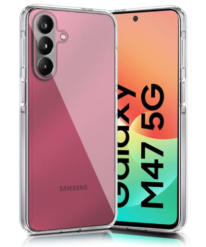 Image of WOW IMAGINE Transparent Back Cover for Samsung Galaxy M47 5G | Raised Bumps for Full Device & Camera Protection TPU Silicone Back Case Mobile Cover - Transparent