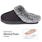 HomeTop Women's Classic Microsuede Memory Foam Slippers Durable Rubber Sole with Warm Faux Fur Collar - Image 4