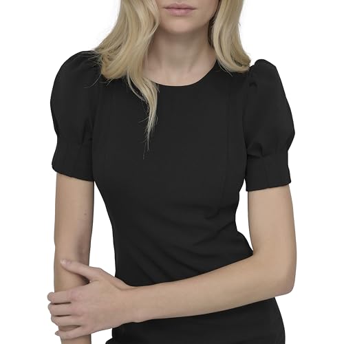 Image of DKNY Women's Short Puff Sleeve Knee Length Sheath Dress with Exposed Back Zipper