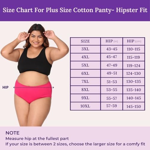 Image of Adira | 3XL to 10XL Cotton Panties for Women Plus Size | High Waist Panty with Full Coverage | Inside Elastic - No Elastic Exposure to Skin | Plus Size | Pack of 3