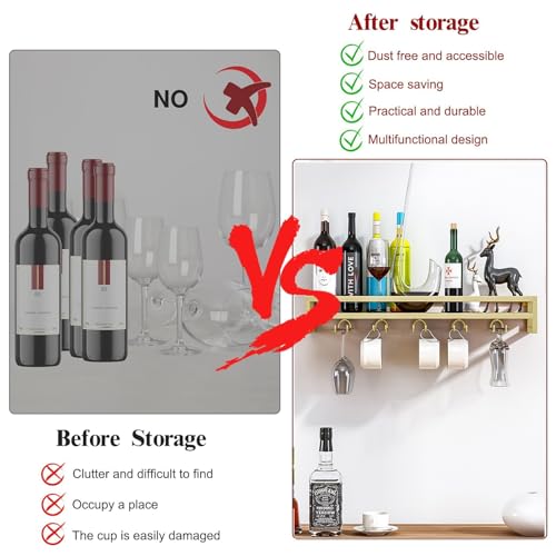Support pour verres à vin et bouteilles flottant pour libérer l'espace - 4