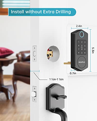 Smart Deadbolt Lock, Heantle Fingerprint Smart Locks For Front Door With Bluetooth Electronic Keypads Keyless Entry Door Lock Deadbolt And Ic Fob App Control Works With Alexa, Google Assistant Black #TOP7