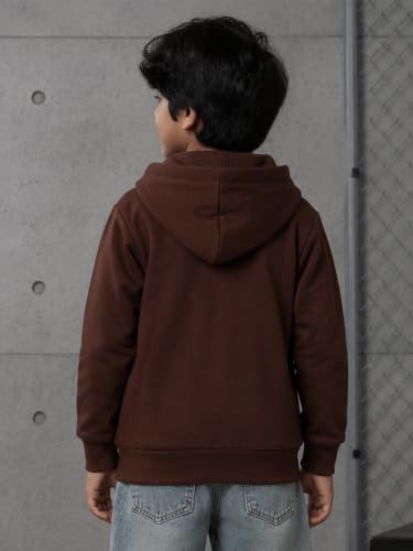 Image of Unisex Kids Solid Full Sleeve Zip Front Open Hooded Sweatshirt