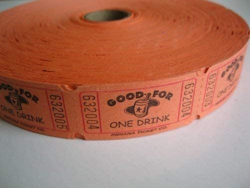 3 Set of 2000 Orange Good for One Drink Single Roll Consecutively Numbered Raffle Tickets