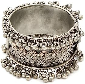 YouBella Jewellery for Women Celebrity Inspired Oxidised Silver Plated Cuff Bracelet Bangle for Women and Girls