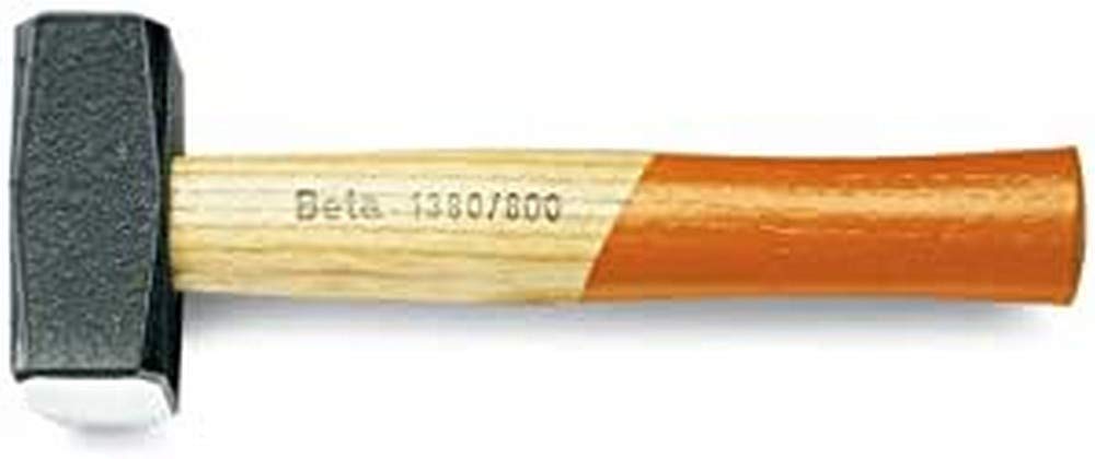 BETA - Mazzetta Professionale 2000 g con Manico in Legno Hickory e Testa in Acciaio Forgiato Temperato, Martello da Officina e Cantiere ad Alta Resistenza, 1380 2000
