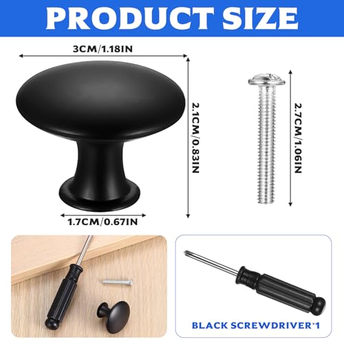 Miniatura 2 de Zhengyyuu 13 Piezas Pomos Y Tiradores Armarios, Pomos Armario, Perillas De Gabinete Redondas, Tiradores Cajones Antiguos Para Muebles Cocina Baño Armarios Vestidores Tocadores 30mm, Negro