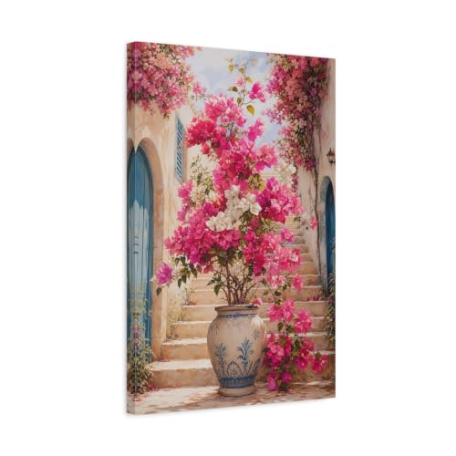Grand tableau bougainvillier rose pour habiller un mur vide