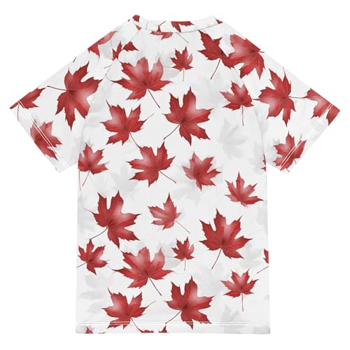 Canadian Red Maple Leaf Kids Bathing Suits Girls UV Protection Football Sports Shirt Swimwear Beach Tops 3T2