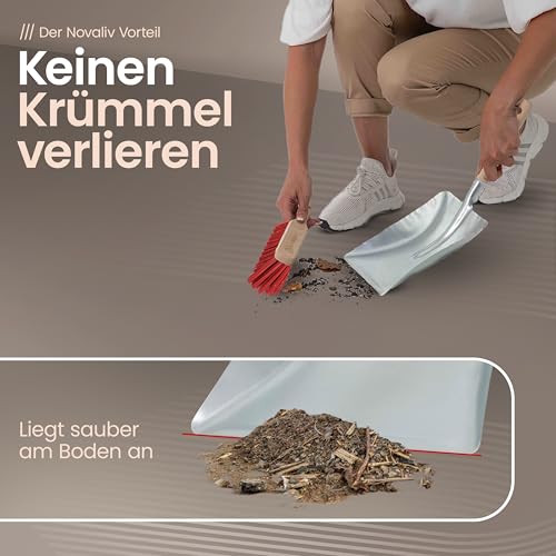 Novaliv 4X Kehrblech Set Kehrblechgarnitur Handfeger ELASTONBORSTEN und Kehrblech Metall Silber verzinkt Kehrblechbesen zum Aufkehren Handkehrset Kehrblechset Kehrschaufel Feger und Kehrblech – Bild 4