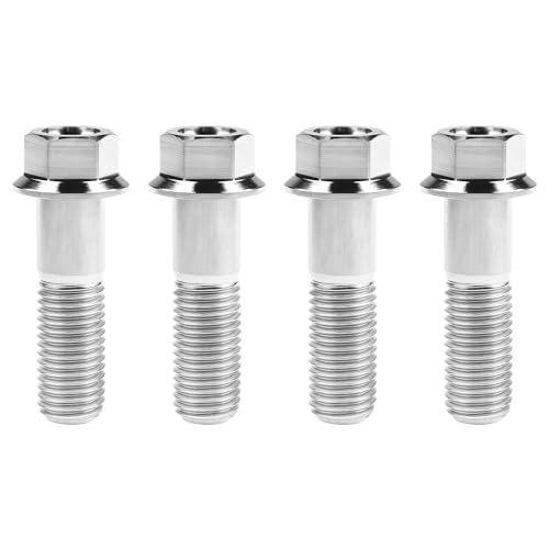 Image of Titanium Bolt M12 30 35 40 45 50 55 60 65 70 75 80 85 90mm Hex Small Flange Head for Motorcycle Car Modification Pack of 4 (M12x40mm Pitch 1.25, Silver)