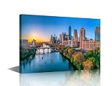 Austin City Skyline Canvas Wall Art Modern Austin City Landscape Wall Art Decor for Living Room Bedroom Home Wall Art Poster American Cities Picture Prints Stretched Framed Ready to Hang 36x24 in