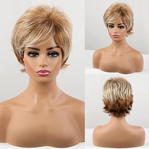 Emmor Short Light Brown Wig for Women, Natural Looking Layered Hair/Weightless Fiber /Style Keep Longer For Every day