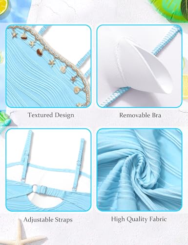 Image of NECIOUS Girls Swimsuit Ruffle Adjustable Straps One Piece Bathing Suit Solid Color Ruched Girls' Swimwear 9-16Y