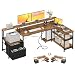 ODK 75" L Shaped Desk with File Drawers, Work from Home Office Desk with Power Outlet, Reversible Computer Desk with Storage Shelves, Gaming Desk with Monitor Shelf, Corner WFM Table, Vintage