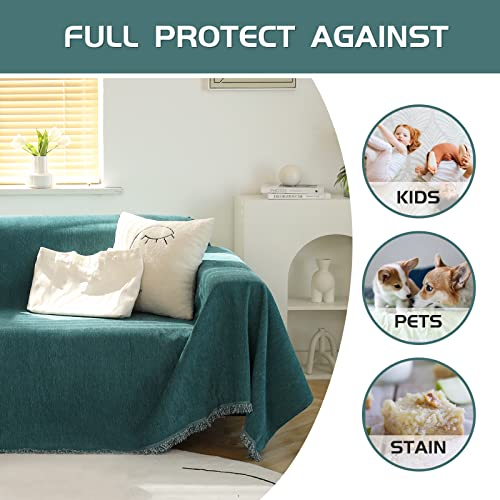 Meetsky Couch Covers Sectional Sofa Cover Loveseat Protector Sofa Throw Cover Washable Recliner Sofa Slipcovers,Thick Soft Fabric Living Room/Bedroom Decoration,71"X 102", Dark Green #TOP2